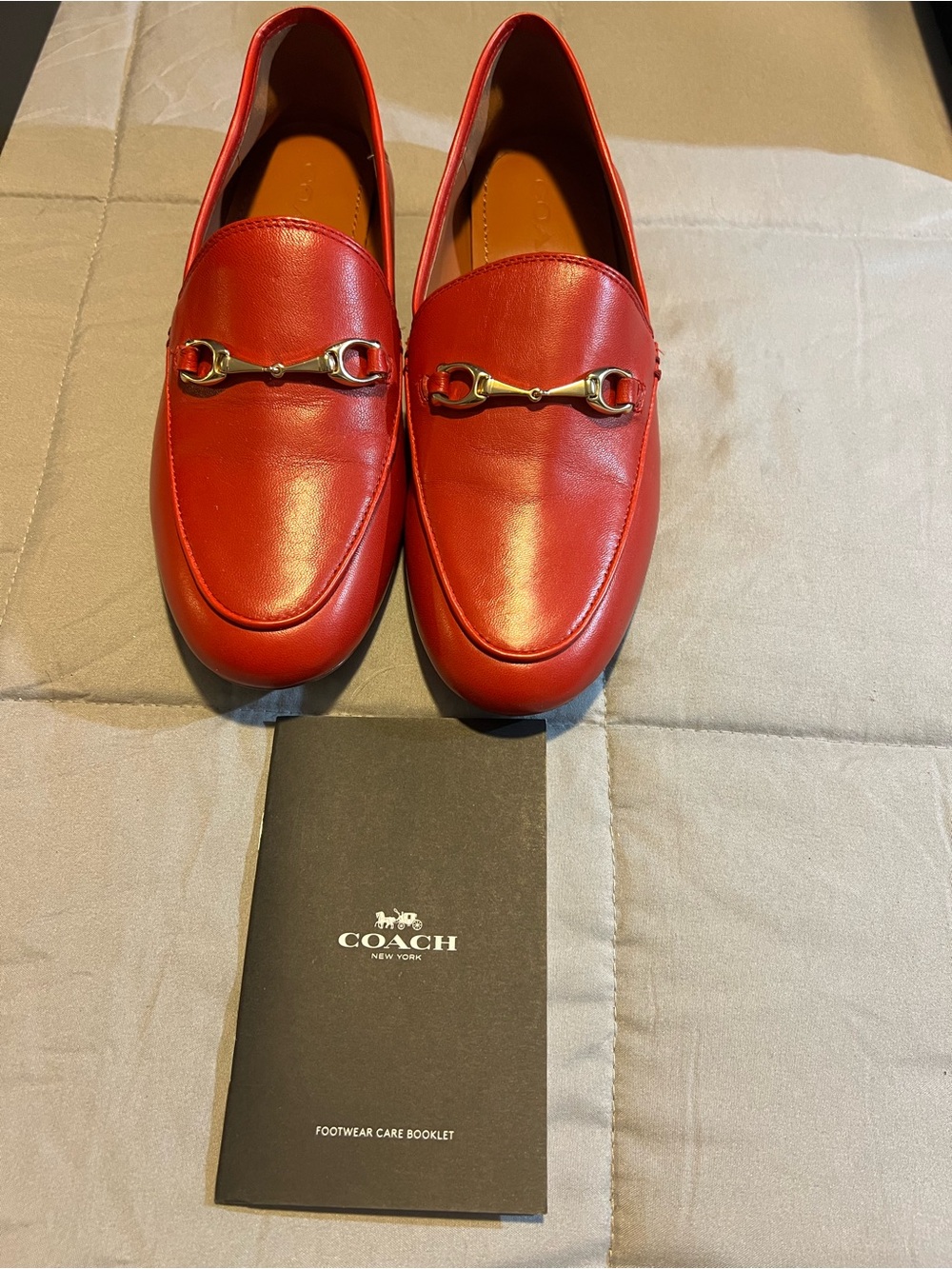 Coach Red Leather Women's Bit Loafers